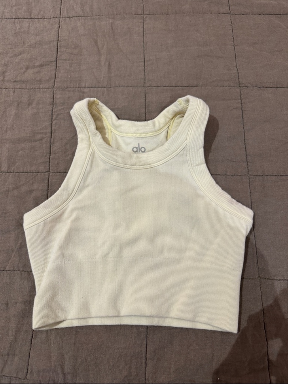 ALO Yoga Yellow Ribbed High-Neck Crop Tank